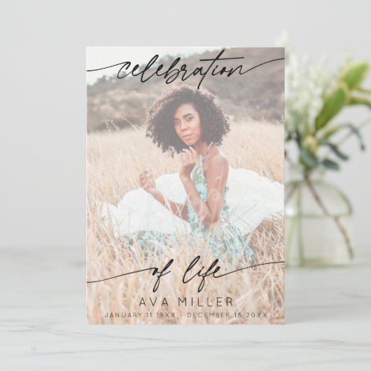 Celebration of Life Script Funeral Photo | White サンキューカード (スタンド正面)