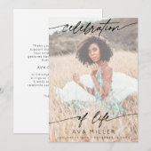 Celebration of Life Script Funeral Photo | White サンキューカード (正面/裏面)