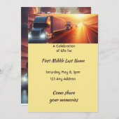 Celebration of Life Semi-Truck Tractor-trailer 招待状 (正面/裏面)