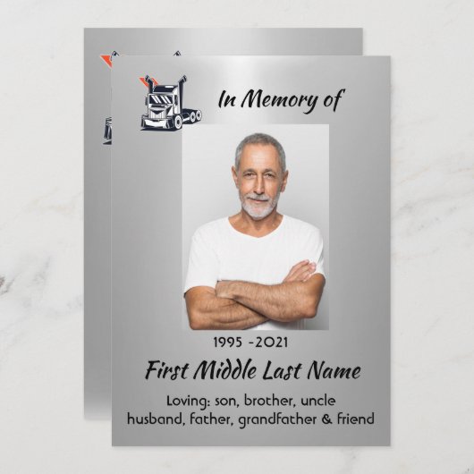 Celebration of Life Semi-Truck Tractor-trailer  招待状 (正面/裏面)