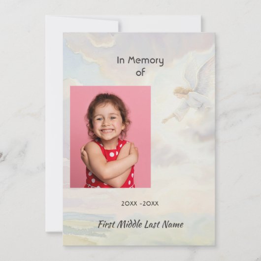 Celebration of Life Service Angel Reaching  招待状 (正面)