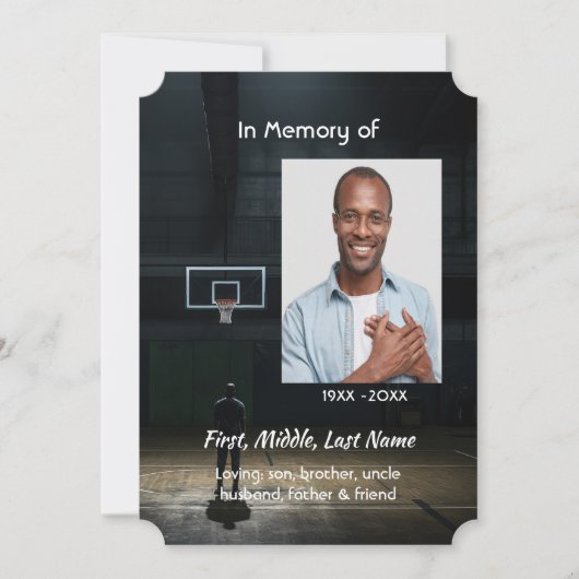 Celebration of Life Service Basketball Player 招待状 (正面)