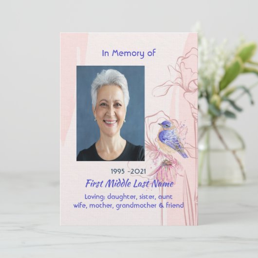 Celebration of Life Service Bluebird Garden 招待状 (スタンド正面)