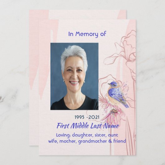 Celebration of Life Service Bluebird Garden 招待状 (正面/裏面)