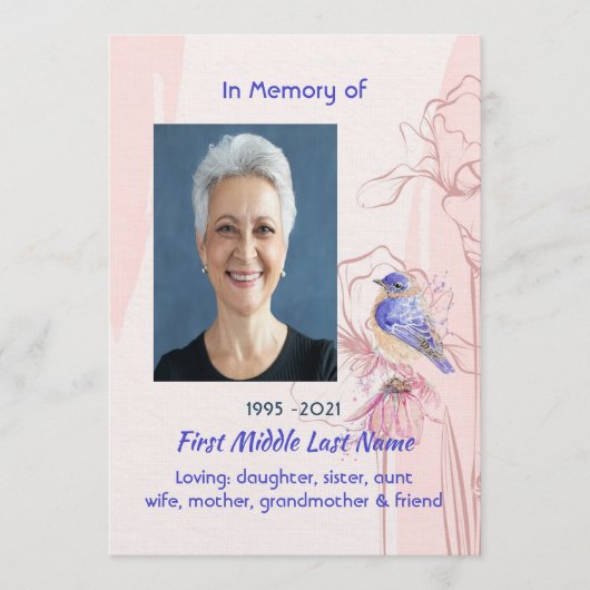 Celebration of Life Service Bluebird Garden 招待状 (正面)