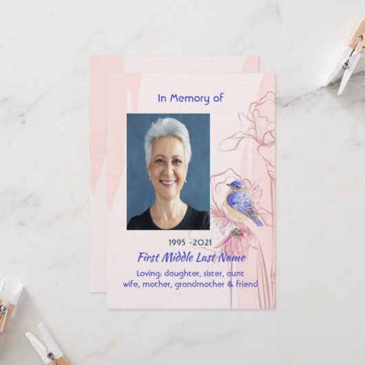 Celebration of Life Service Bluebird Garden 招待状 (正面/裏面インサイチュ)