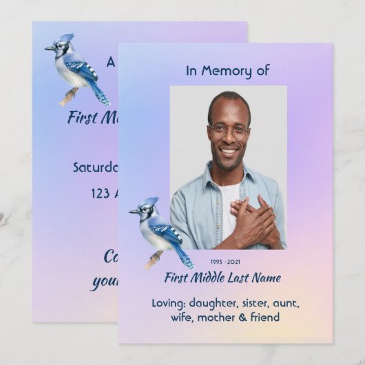 Celebration of Life Service Bluejay 招待状 (正面/裏面)