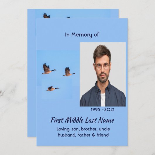 Celebration of Life Service Canada Goose Outdoors 招待状 (正面/裏面)