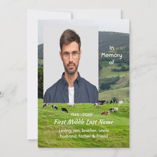 Celebration of Life Service Cattle Farm Landscape 招待状 (正面)
