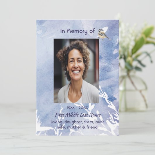 Celebration of Life Service Chickadee Bird Winter  招待状 (スタンド正面)