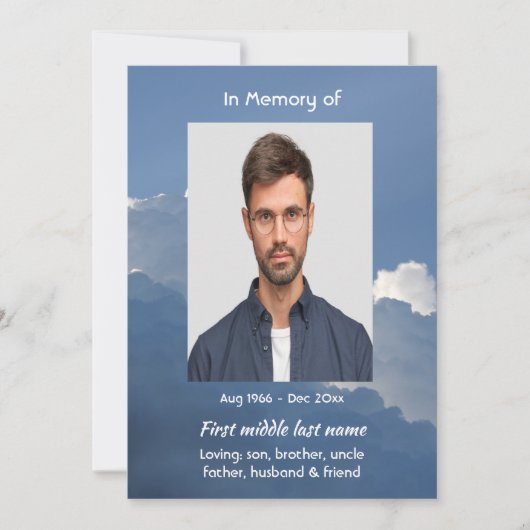 Celebration of Life Service Clouds Sky Heavenly 招待状 (正面)