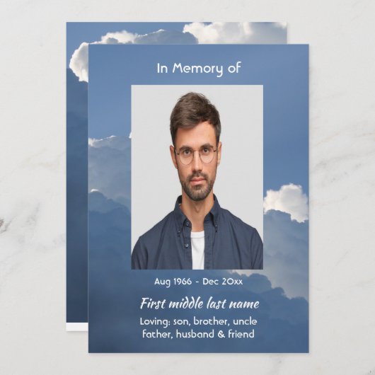 Celebration of Life Service Clouds Sky Heavenly 招待状 (正面/裏面)