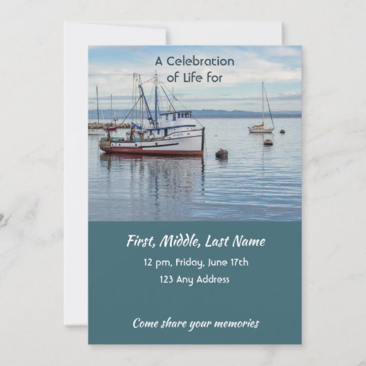 Celebration of Life Service  Commercial Fisherman 招待状 (正面)