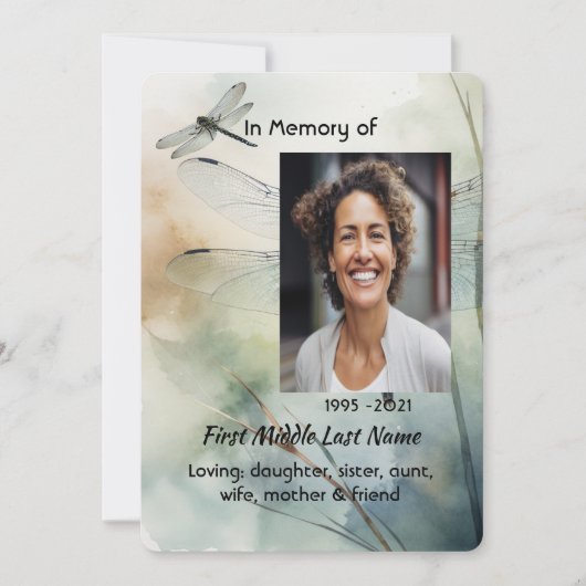 Celebration of Life Service Custom Dragonfly 招待状 (正面)