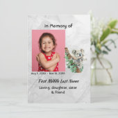 Celebration of Life Service Cute Koala Bear Kids 招待状 (スタンド正面)