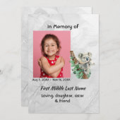 Celebration of Life Service Cute Koala Bear Kids 招待状 (正面/裏面)