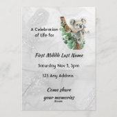Celebration of Life Service Cute Koala Bear Kids 招待状 (裏面)