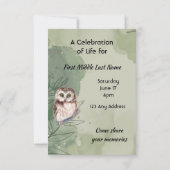 Celebration of Life Service  Cute Owl Bird 招待状 (裏面)