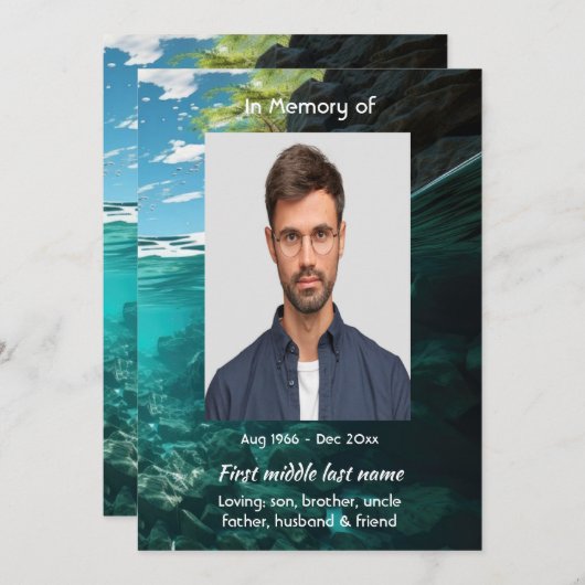 Celebration of Life Service Deep Sea Diving Diver 招待状 (正面/裏面)