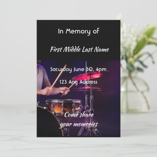 Celebration of Life Service Drummer Drums Band  招待状 (スタンド正面)