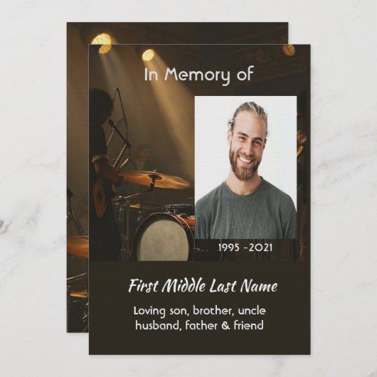 Celebration of Life Service Drummer Drums Band 招待状 (正面/裏面)