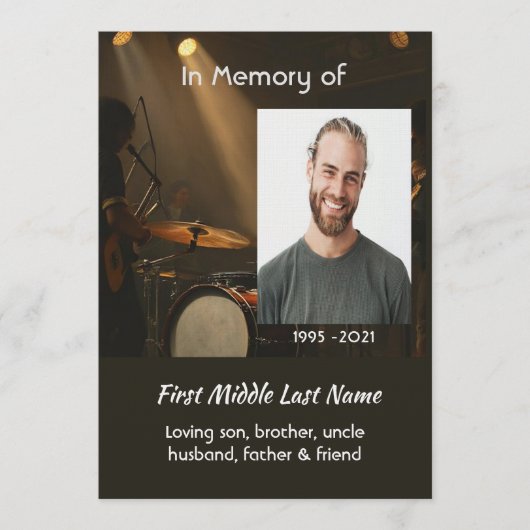 Celebration of Life Service  Drummer Drums Band  招待状 (正面)