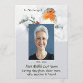 Celebration of Life Service English Robin Bird 招待状 (正面)