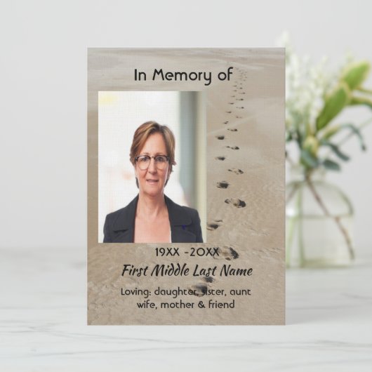 Celebration of Life Service Footprints in Sand 招待状 (スタンド正面)