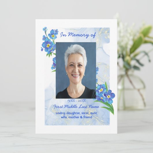 Celebration of Life Service Forget me Not" Flowers 招待状 (スタンド正面)