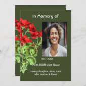 Celebration of Life Service Geranium Flower 招待状 (正面/裏面)