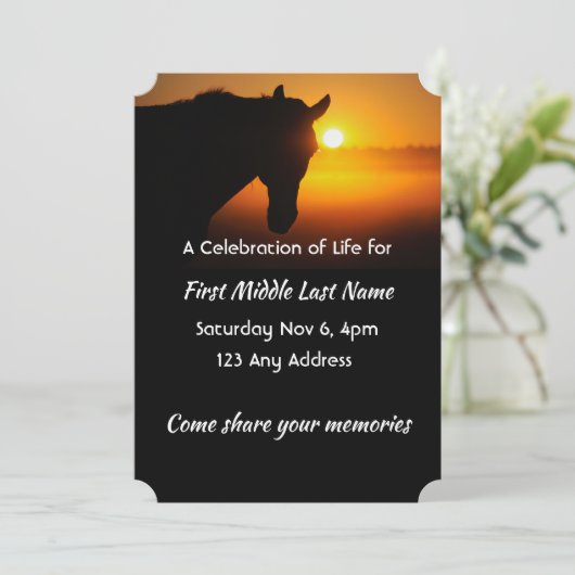 Celebration of Life Service  Horse Silhouette 招待状 (スタンド正面)
