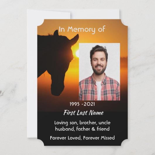 Celebration of Life Service  Horse Silhouette 招待状 (裏面)