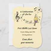 Celebration of Life Service Invite Music Bird 招待状 (裏面)