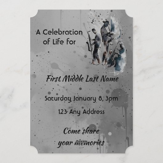 Celebration of Life Service Jazz Band 招待状 (裏面)