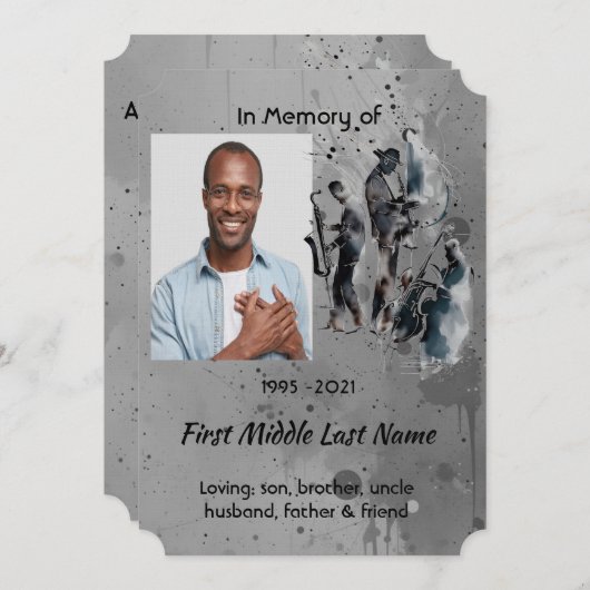 Celebration of Life Service Jazz Band 招待状 (正面/裏面)