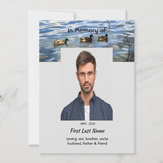 Celebration of Life Service, Lake Ducks Birds 招待状 (正面)