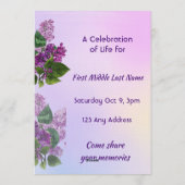 Celebration of Life Service  Lilac Garden Flower  招待状 (裏面)