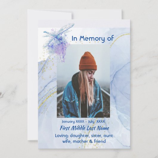 Celebration of Life Service Memorial Dragonfly 招待状 (正面)