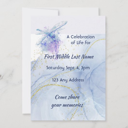Celebration of Life Service Memorial Dragonfly  招待状 (裏面)