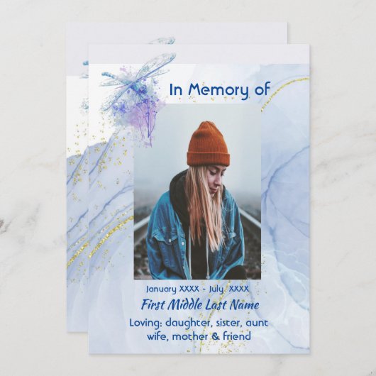 Celebration of Life Service Memorial Dragonfly  招待状 (正面/裏面)