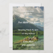 Celebration of Life Service Mountain Lake Scenery 招待状 (裏面)