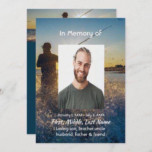 Celebration of Life Service  Ocean Fly Fishing 招待状 (正面/裏面)