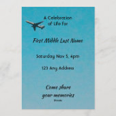 Celebration of Life Service Pilot Airplane Flying 招待状 (裏面)