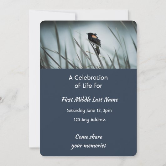 Celebration of Life Service Red-wing Blackbird 招待状 (裏面)