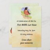 Celebration of Life Service  Robin Garden Bird 招待状 (正面/裏面)