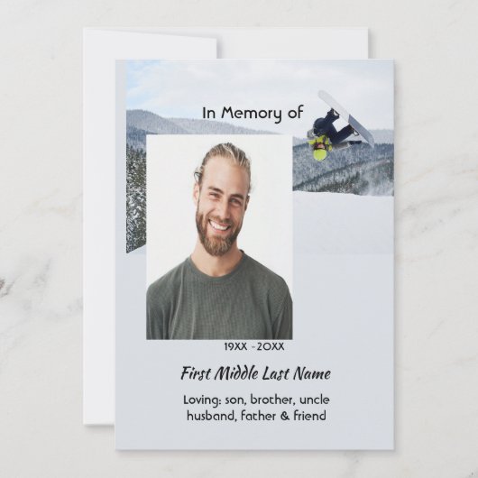Celebration of Life Service  Snowboarding Winter 招待状 (正面)