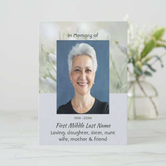 Celebration of Life Service Snowdrop Flowers 招待状 (スタンド正面)