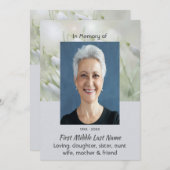 Celebration of Life Service Snowdrop Flowers 招待状 (正面/裏面)