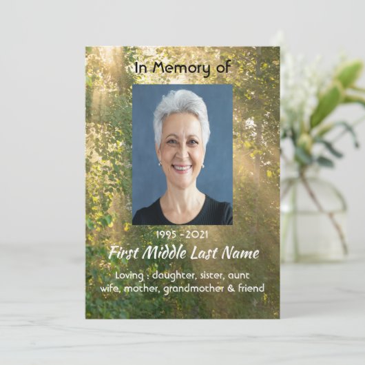 Celebration of Life Service Sunshine Golden Forest 招待状 (スタンド正面)