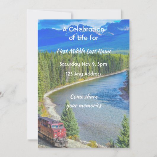 Celebration of Life Service Train Rail Railway 招待状 (裏面)